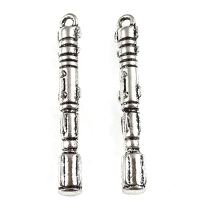Silver Doctor Who Sonic Screwdriver Metal Charms, Dr. Who Pendant (6 Pieces)