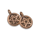 2 Copper Pentagram Charms, TierraCast Wicca Pagan Pentacle Talisman for Leather Cord