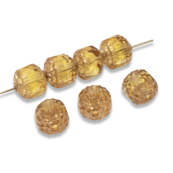 Pale Honey Yellow Faceted 8mm Crown Cathedral Beads, Czech Glass 12/Pkg