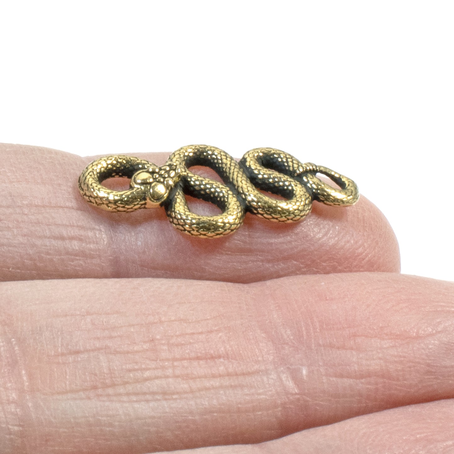 4 Gold Rattlesnake Links - TierraCast Connector - Snake Pendant for DIY Jewelry