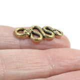 4 Gold Rattlesnake Links, TierraCast Connector Snake Pendant for Jewelry Making