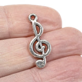 12 Silver Treble Clef Charms, Musical Note Set for DIY Jewelry and Crafts