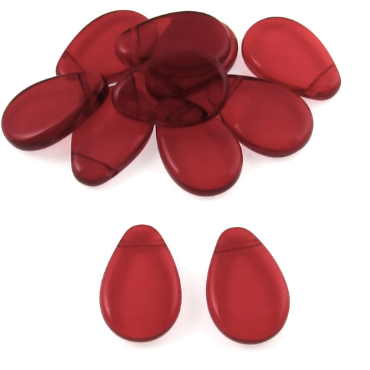 Siam Red Flat Teardrop Beads