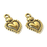 Gold Flaming Heart Charms, TierraCast Sacred Heart Milagro 2/Pkg