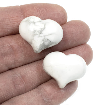 White Howlite Heart Shaped Stones, Puffy Heart, No Hole/Undrilled 5/Pkg