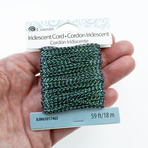 1mm Iridescent Green Cord (59 feet), Non-Stretch: Perfect for Xmas Ornaments