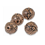 4 Copper Spiral 8mm Round Beads, TierraCast Pewter Beads for Jewelry Making