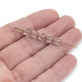 25/Pkg Clear & Pink Faceted 6mm Crown Cathedral Beads, Czech Glass + Bronze Ends