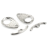 Silver Hammered Ellipse Clasp Set, TierraCast White Bronze Toggle, 2 Sets