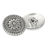 Silver Large Bali Buttons, TierraCast Leather Clasp, Shank Back 2/Pkg