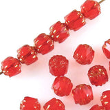 Siam Red Faceted 6mm Crown Cathedral Beads, Czech Glass (25 Pieces)