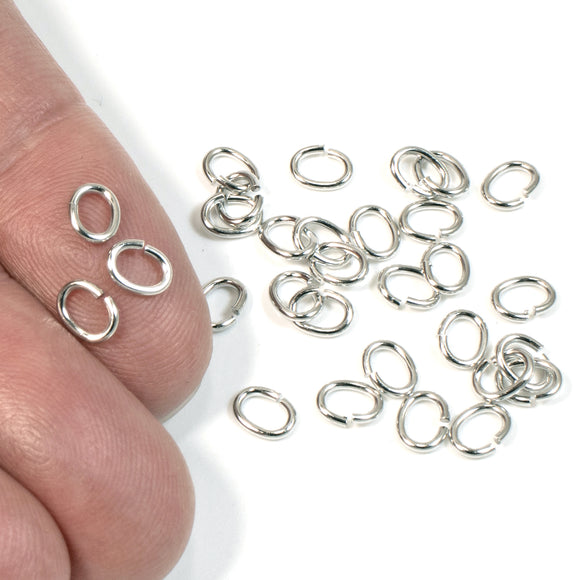 200/Pkg Rhodium Silver Medium Oval Jump Rings, TierraCast 5x6mm