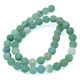 Green Dragon Vein Agate Beads - 8mm Frosted Crackle - Matte Round Stone Strand