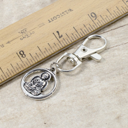 Buddha Bag Charm with Swivel Clasp - Mindfulness Keychain Gift Accessory