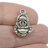 Silver Buddha Charms, Metal Double-Sided Meditation Charm 10/Pkg