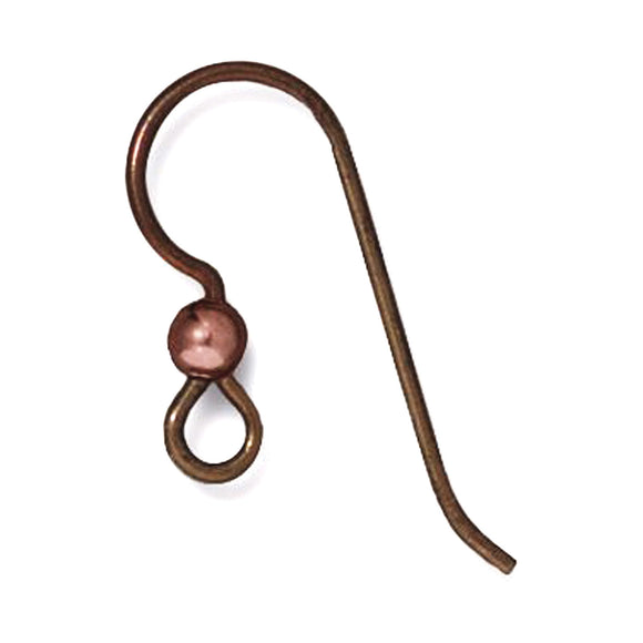 Niobium Copper Ear Wires + 3mm Antique Copper Bead