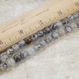 8mm Gray Dragon Vein Agate Beads, Round Spiderweb Stone, 48Pcs