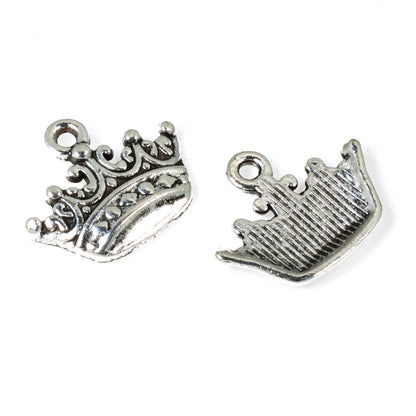 10 Crown Charms - Silver Metal Royalty Crown Pendants - King/Queen Jewelry