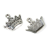 10 Crown Charms - Silver Metal Royalty Crown Pendants - King/Queen Jewelry