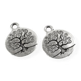 5 Silver Tree of Life Charms, TierraCast Tree Charms, Silver Tree Pendants