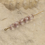 25/Pkg Clear & Pink Faceted 6mm Crown Cathedral Beads, Czech Glass + Bronze Ends