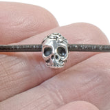 4 Silver Rose Skull Beads, Side Drilled, Large Hole, TierraCast