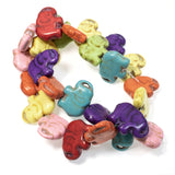 Multi Colored Elephant Beads, Candy Turquoise Stone Beads 25 Pcs/Strand