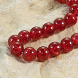 10mm Red Round Glass Crackle Beads, Holiday Christmas Beads 30/Pkg