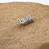 6mm Silver Square Rococo Beads, TierraCast Dotted Spacers 10/Pkg