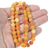 8mm Orange Frosted Dragon Vein Crackle Agate Beads, 50 Pcs