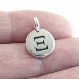 Silver Round Xi Charms, TierraCast Pewter Greek Letter 2/Pkg