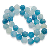 10mm Aqua Blue Crackle Agate Beads, Frosted Matte Finish 38 beads/Strand