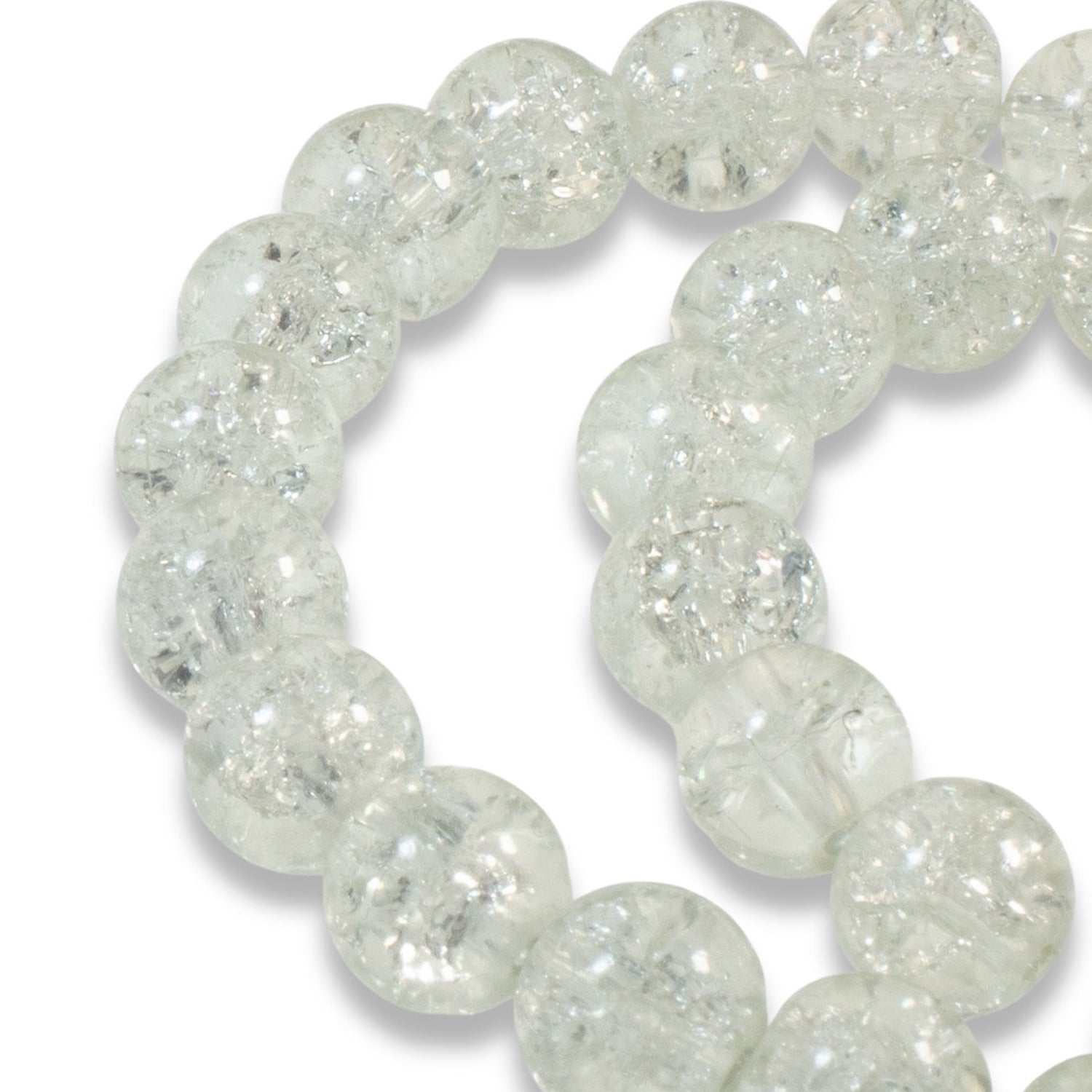Bead, Crackle Glass Clear 11-12mm Round with 1-1.8mm Hole 1 Strand(36) *