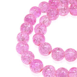 Pink 8mm Round Glass Crackle Beads 50/Pkg