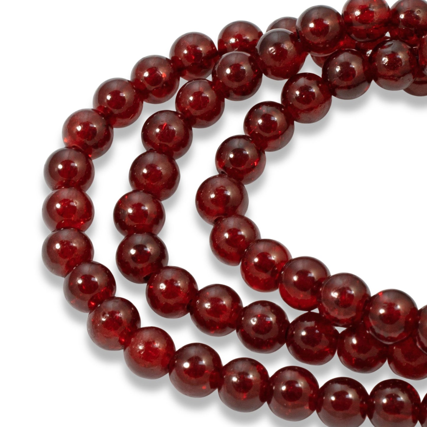 100 Ruby Red Round Glass Crackle Beads 6mm, Small Dark Red Beads for DIY Jewelry