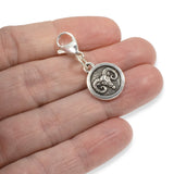 Aries The Ram Zodiac Clip-on Charm, Silver Astrology Accessory + Lobster Clasp