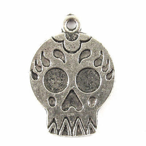 Silver Flat Skull Charms