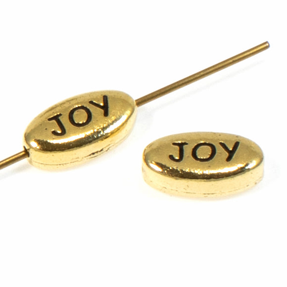 Gold Oval Joy Beads, TierraCast Pewter Inspirational Word Bead 2/Pkg