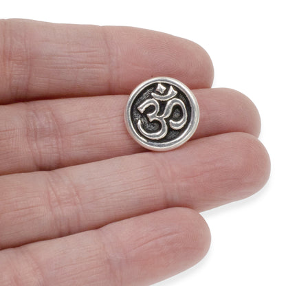 Silver Om Buttons, TierraCast Shank Ohm Symbol Leather Clasp 2/Pkg