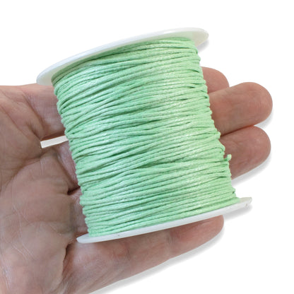 1mm Waxed Cotton Cord - Light Mint Green - 70 Meters - Macramé and Beading String