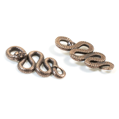 4 Copper Rattlesnake Links, TierraCast Connector Snake Pendants