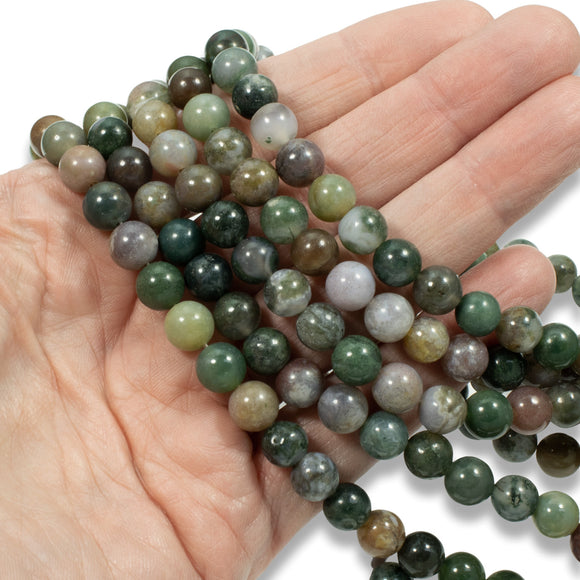 8mm India Agate Beads, Multicolor Blood Agate Strand for Jewelry Making