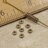 50 Antique Brass 4mm Kenyan Spacer Beads, TierraCast Heishi for Jewelry Making