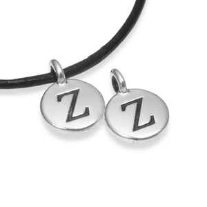 2Pc. Silver "Z" Initial Charms, TierraCast Round Small Alphabet Letter