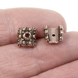4 Copper Pendant Bead Caps, TierraCast Raja Flat Cap for Rectangle & Coin Beads