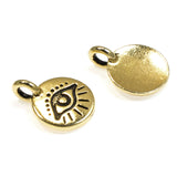 Gold Evil Eye Charms, TierraCast Mini Symbol Pendant 5/Pkg