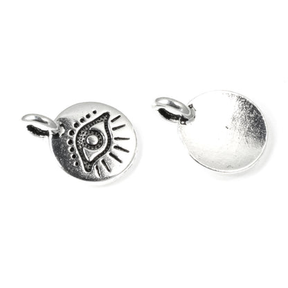 Silver Evil Eye Charms, TierraCast Mini Symbol Pendant 2/Pkg