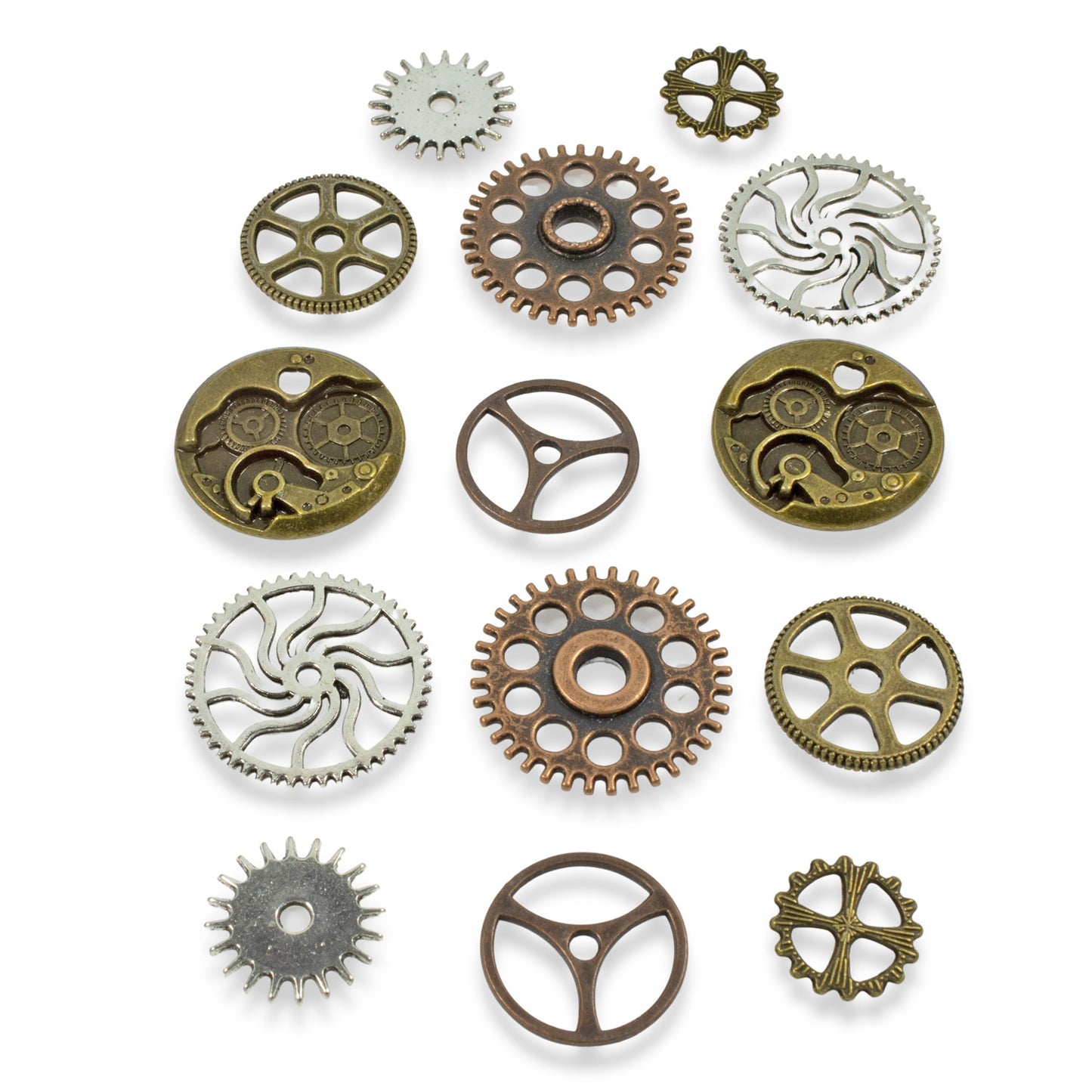 Steampunk Gear Connectors - Industrial Chic Jewelry, Crafts, Scrapbooking, Card Embellishments - 14-PC Metal Set