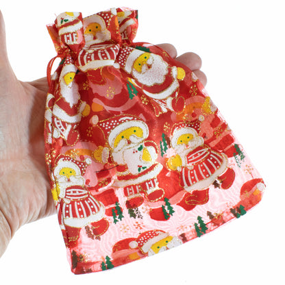 10 Red Mr. & Mrs. Santa Christmas Bags, Organza Holiday Gift Treat Bag