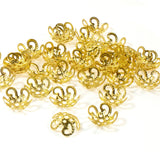 50/Pkg 9mm Flexible Gold Bead Caps, Filigree Flower Caps Fits 8mm+ Beads